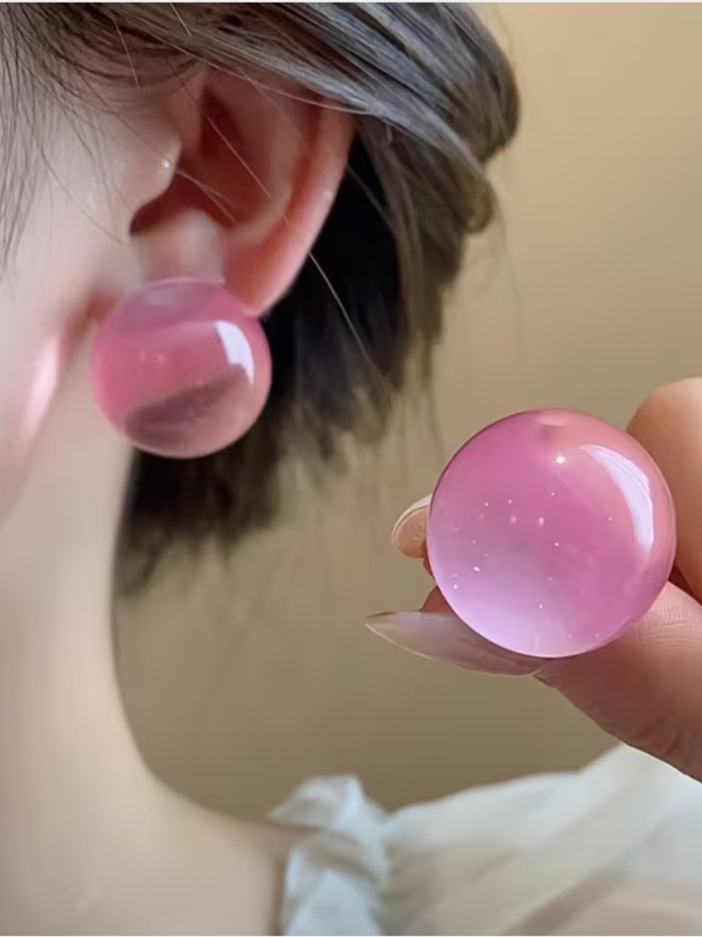 Minimalist Dopamine Candy Stud Earrings, PINK
